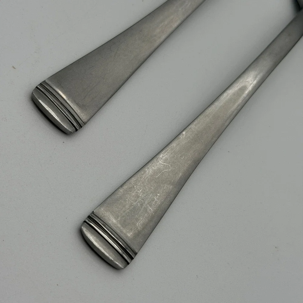 Farberware Stainless Steel Dinner Forks Set of 2 Triple Band Ribbed Tip China